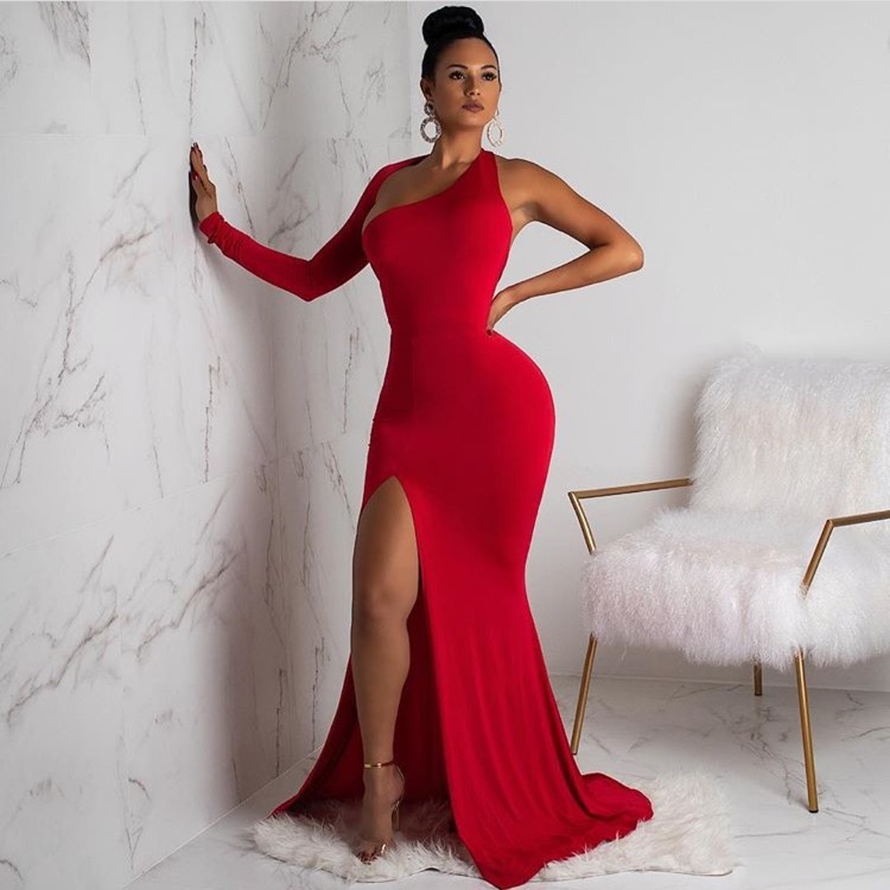 Lady in red gown